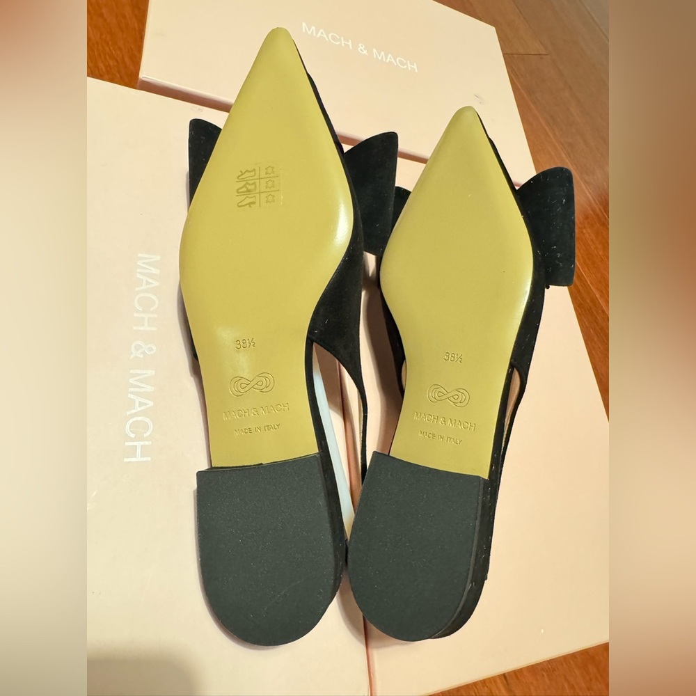 Mach & Mach 15mm Le Cadeau Suede Slingback Flats Black various sizes available - Picture 12 of 16